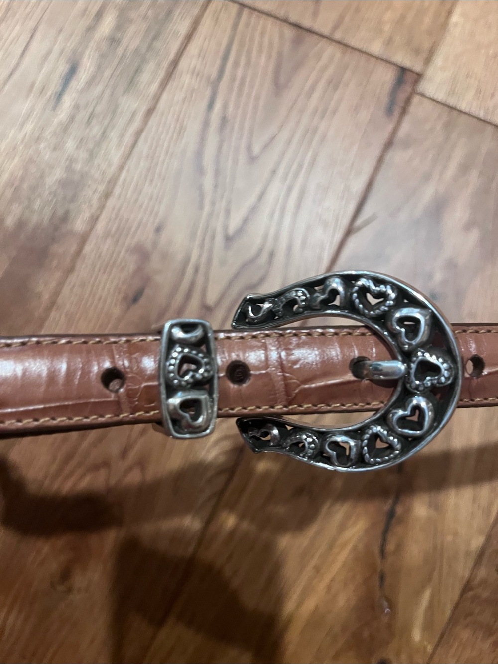 Brighton Brown Leather Croc Belt 32